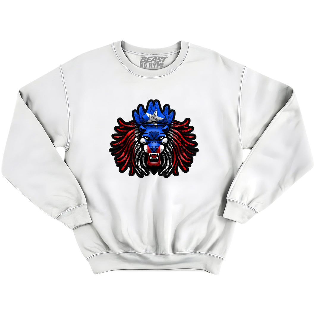 BEAST LION COUNTRY FLAG CREWNECK-WHITE